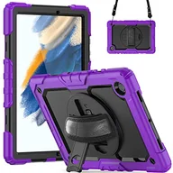 Etui i futerały do telefonów - Etui do Samsung Galaxy Tab A 8.4 SM-T307/T307U/T307 2020, wąskie, wytrzymałe, odporne na wstrząsy, wytrzymałe, z obrotowym uchwytem o 360 / paskiem na ramię do tabletu Galaxy Tab A 8.4 (fioletowe b) - miniaturka - grafika 1