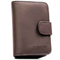 Portfele - Brązowy portfel damski 4U CAVALDI mały na zatrzask i suwak modny - miniaturka - grafika 1