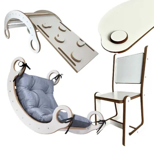 Zestaw BUJAK MONTESSORI Poduszka Grafit +Ścianka + Krzesło Blat Zjeżdżalnia CE - Skoczki dla dzieci - miniaturka - grafika 1