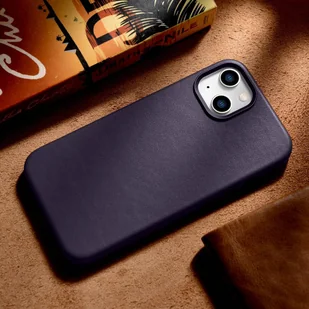 iCarer Case Leather pokrowiec etui z naturalnej skóry do iPhone 14 Plus ciemnofioletowy (kompatybilne z MagSafe) - Etui i futerały do telefonów - miniaturka - grafika 16