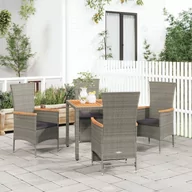 Fotele i krzesła ogrodowe - vidaXL 5-cz. zestaw mebli ogrodowych z poduszkami, szary, rattan PE - miniaturka - grafika 1