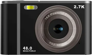 INF Aparat cyfrowy 2,7K 48MP 1080P, 16-krotny zoom, przeciwwstrząsowy, rozpoznawanie twarzy Czarny - Aparaty Cyfrowe - miniaturka - grafika 1