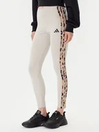 Legginsy - adidas Legginsy Animal Print 3-Stripes JM1867 Beżowy Slim Fit - miniaturka - grafika 1