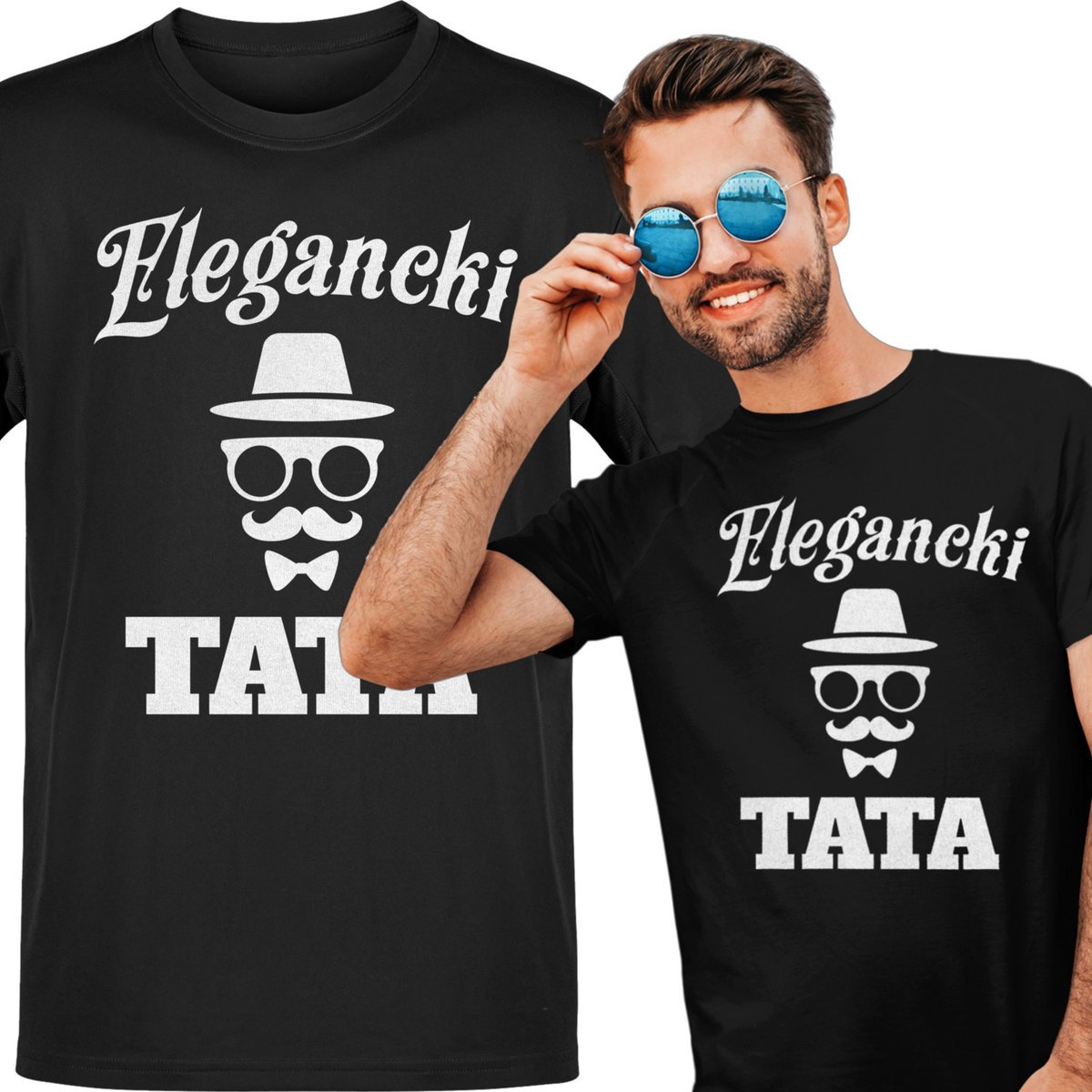 Koszulka męska Elegancki Tata Melonik Mucha Wąsy XXL