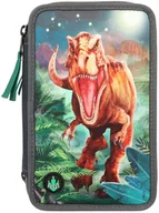 Piórniki - Piórnik potrójny Depesche Dino World Led z wyposażeniem Ciemno-szary - miniaturka - grafika 1
