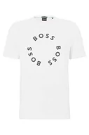 Koszulki męskie - BOSS T-shirt męski Tee 4 z bawełny stretch z okrągłymi nadrukami logo, White100, L - miniaturka - grafika 1