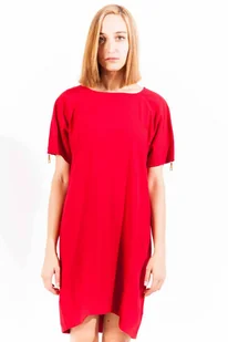LOVE MOSCHINO CZERWONA KRÓTKA SUKIENKA DAMSKA - Sukienki - miniaturka - grafika 1