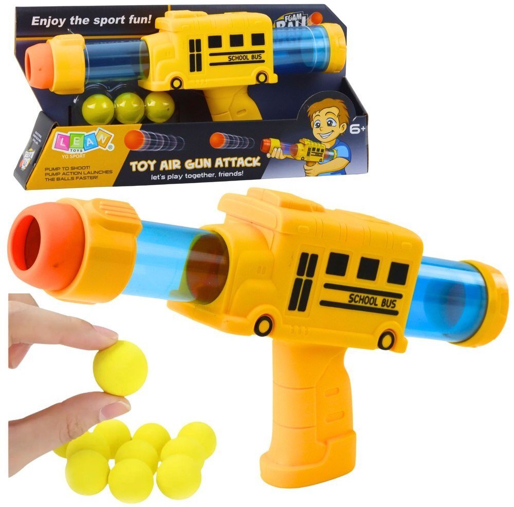 Pistolet Broń Na Miękkie Kulki Piankowe Autobus Szkolny Żółty 6 szt.