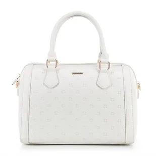 Damski kuferek z imitacji skóry w sygnaturę złamana biel - Torebki damskie - miniaturka - grafika 1