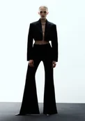 Spodnie damskie - MANGO - Garniturowe spodnie z wełny czarny - 40 - Kobieta - miniaturka - grafika 1