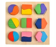 Klocki - Drewniane puzzle Geometryczne Kształty zabawka edukcayjna - miniaturka - grafika 1