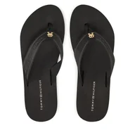 Klapki i japonki damskie - Japonki Tommy Hilfiger Hilfiger Webbing Beach Sandal FW0FW08515 Czarny - miniaturka - grafika 1