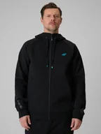 Bluzy męskie - 4F Bluza dresowa regular z kapturem męska - czarna XXL - miniaturka - grafika 1