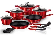 Zestawy garnków i patelni - Komplet czerwonych garnków z akcesoriami 15 elementów A4-T66 - miniaturka - grafika 1
