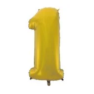 Balony i akcesoria - GoDan Balon foliowy cyfra 1 45&quot; złoty mat HS-C45ZM1 - miniaturka - grafika 1