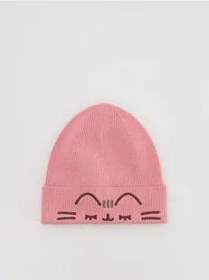 Reserved - Czapka z haftem Pusheen - różowy - Czapki damskie - miniaturka - grafika 1