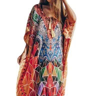 Sukienki - Pareo kolorowe długa narzutka plażowa sukienka tunika - Empik - miniaturka - grafika 1
