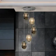 Lampy sufitowe - Schuller Valencia Lampa wisząca szklana Ovila, możliwość ściemniania, aluminiowy / szary / cynkowy, salon / jadalnia, szkło - miniaturka - grafika 1