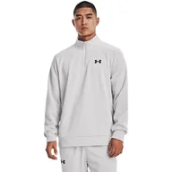 Bluzy sportowe męskie - Męska bluza treningowa nierozpinana bez kaptura Under Armour UA Armour Fleece 1/4 Zip - biała - UNDER ARMOUR - miniaturka - grafika 1