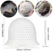 Pozostałe akcesoria fryzjerskie - TEMU Bieli Silikonowa Czapka do Farbowania Włosów z Metalowymi Haczykami - Perforowany Design dla Bezpiecznego Dopasowania, Bezmieszana Aplikacja - miniaturka - grafika 1