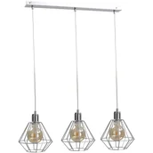 Lampy sufitowe - KET Industrialna LAMPA wisząca metalowa OPRAWA loftowy ZWIS druciaki srebrny KET696 - miniaturka - grafika 1