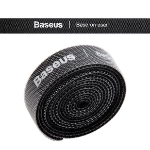 Taśma rzepowa, organizer kabli Baseus Colourful Circle Velcro Straps 1m (czarny) - Maskownice do kabli - miniaturka - grafika 2