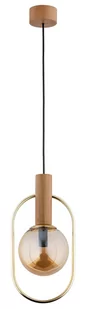 Drewniana, dekoracyjna lampa wisząca z kloszem AL 61153 z serii MUFI - Lampy sufitowe - miniaturka - grafika 1