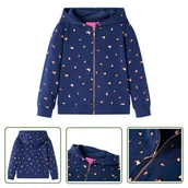 Bluzy dla dziewczynek - Bluza dziecięca z kapturem - granatowa - 116 - Bluza Dziewczęca - miniaturka - grafika 1