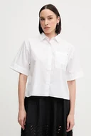 Koszule damskie - Tommy Hilfiger koszula bawełniana damska kolor biały relaxed z kołnierzykiem klasycznym WW0WW44717 - miniaturka - grafika 1