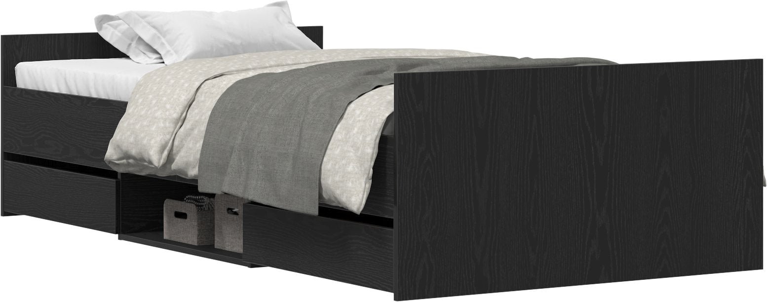 vidaXL Rama łóżka bez materaca Czarny Dąb 90x200 cm z drewna inżynieryjnego