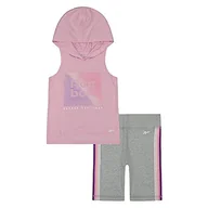 Koszulki i topy damskie - Reebok Tod Hood Top Y Short Sports Set dla dziewczynek, chłopców, zestaw sportowy, C23921RGI, różowy (Lt), 2 lata - miniaturka - grafika 1