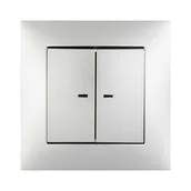 Wyłączniki światła i elektryczne - ELEKTRO - PLAST Włącznik podwójny z podświetleniem CARLA  srebrny  ELEKTRO - PLAST - miniaturka - grafika 1