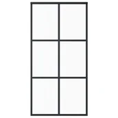 Dekoratorstwo - vidaXL Drzwi przesuwne, szkło ESG i aluminium, 102x205 cm, czarne - miniaturka - grafika 1