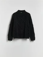 Swetry damskie - Reserved - Sweter ze stójką - czarny - miniaturka - grafika 1