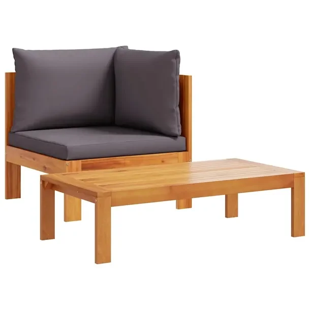 Zestaw wypoczynkowy z litego drewna akacjowego, sofa 68x68x64 cm, stół 10