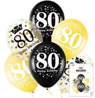 Balony i akcesoria - ZESTAW BALONÓW Z KONFETTI NA 80 URODZINY JUBILUSZOWE DEKORACJA URODZINOWA - miniaturka - grafika 1
