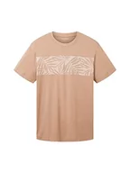 Koszulki męskie - TOM TAILOR T-shirt męski z nadrukiem palm, 24048 - Desert Fawn, L - miniaturka - grafika 1
