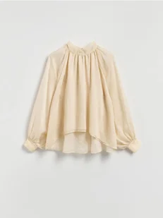 Reserved - Bluzka z lyocellem - złamana biel - Bluzki damskie - miniaturka - grafika 1