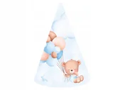 Gadżety na imprezę - Czapeczki Papierowe Błękitne Misie Z Balonikami - 6 Szt - miniaturka - grafika 1