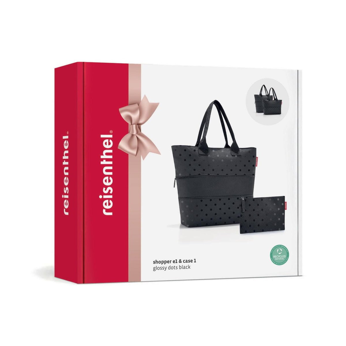 Zestaw prezentowy Torba SHOPPER E1 glossy dots black i kosmetyczkaReisenthel