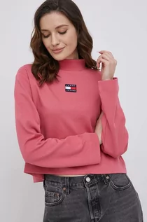 Bluzy damskie - Tommy Jeans bluza damska kolor różowy gładka - grafika 1