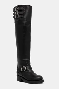 Polo Ralph Lauren kozaki skórzane Biker Boot damskie kolor czarny na płaskim obcasie 818973063001 - Kozaki damskie - miniaturka - grafika 1