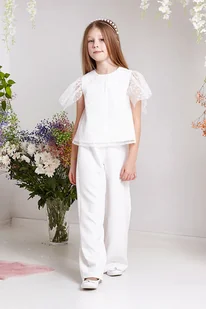 Kremowe eleganckie spodnie dla dziewczynki livia - Spodnie i spodenki dla dziewczynek Kremowe eleganckie spodnie dla dziewczynki livia - Spodnie i spodenki dla dziewczynek - miniaturka - grafika 1