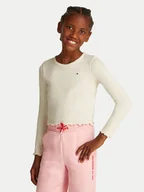 Bluzki damskie - Tommy Hilfiger Bluzka KG0KG08299 M Beżowy Slim Fit - miniaturka - grafika 1