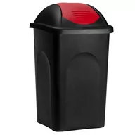 Kosze na śmieci - Kosz na śmieci Uchylny Czarny/Czerwony Plastikowy 60L - miniaturka - grafika 1