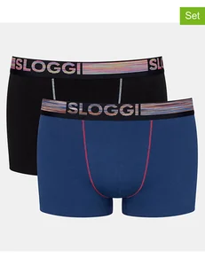 Sloggi Bokserki (2 pary) w kolorze niebieskim i czarnym - Majtki męskie - miniaturka - grafika 1