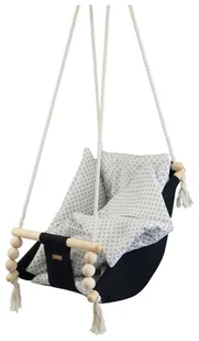 Leżaczek bujak bujaczek hamak hamaczek huśtawka kołyska z kołderką (czarny, szare karo) - Leżaczki i huśtawki - miniaturka - grafika 1