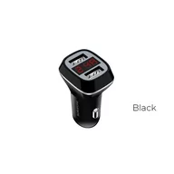 Ładowarki do telefonów - Borofone - ładowarka samochodowa 2x USB z wyświetlaczem LCD, czarny - miniaturka - grafika 1