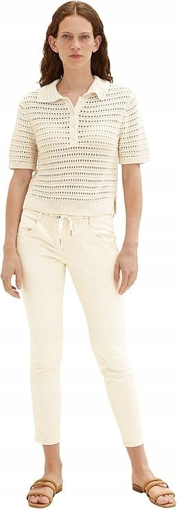 TOM TAILOR SPODNIE DAMSKIE ECRU CASUAL NA ZAMEK 38/28 7CA
