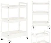 Meble fryzjerskie - Wózek pomocnik fryzjerski kosmetyczny spa do salonu półki regał na kółkach mobilny do salonu biały - miniaturka - grafika 1